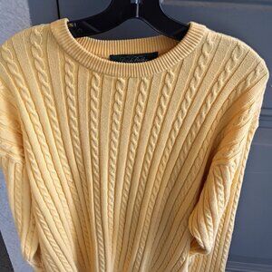 Brooks Brothers Yellow Cable-knit  Cotton Golf Sweater